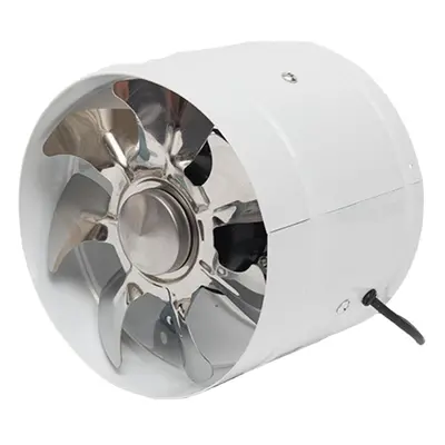 (White) 6Inch Inline Duct Fan Booster Exhaust Blower Air Cooling Vent Metal Blades