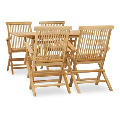 vidaXL Solid Teak Piece Outdoor Dining Set Garden Furniture Table Chair