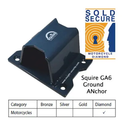 Squire GA6 Ground Anchor Sold Secure Motorcycle Diamond