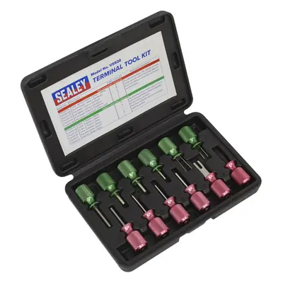 12 Piece Terminal Tool Set - Colour-Coded Knurled Handles - Storage Case