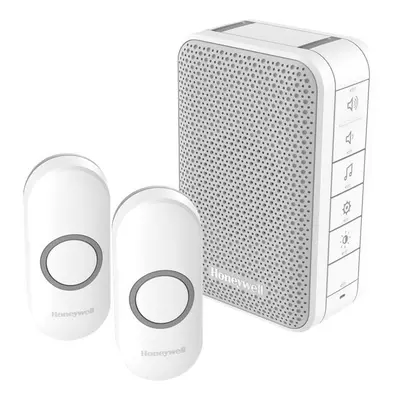 Wireless Portable Doorbell with Volume Control and Two Push Buttons Â White