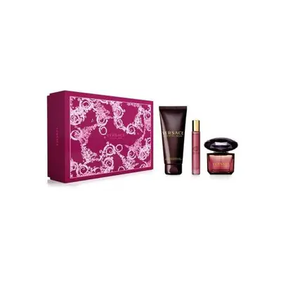 Versace Crystal Noir Pcs Set: Oz Edt Sp + Ml Edt Roller Ball + Oz Shower Gel