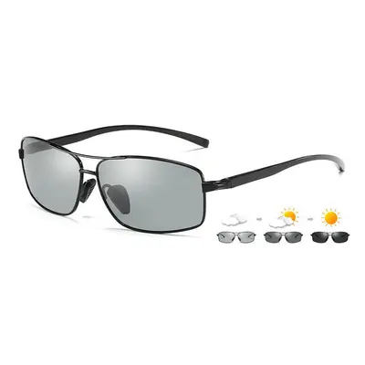 (Black) Top Photochromic Sunglasses Men Women Polarized Chameleon Driving Goggles Anti-glare