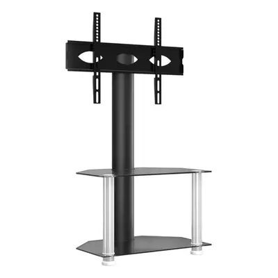 (black and silver, 65.5 x x cm) vidaXL Corner TV Stand for Inch Universal Cantilever TV Floor St