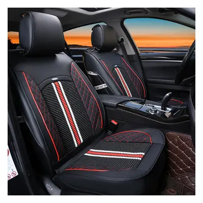 (Black) 1PC Deluxe PU Leather Auto Car Seat Cover Full Front Cushion Universal