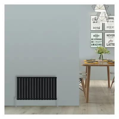 (Horizontal 600x1020mm - Single) NRG Black Flat Panel Designer Radiator Single Double Column Bat