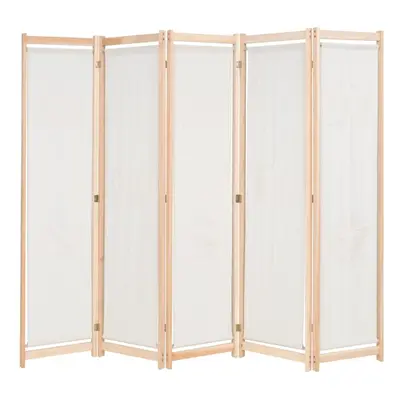 vidaXL 5-Panel Room Divider Cream 200x170cm Fabric Foldable Partition Screen