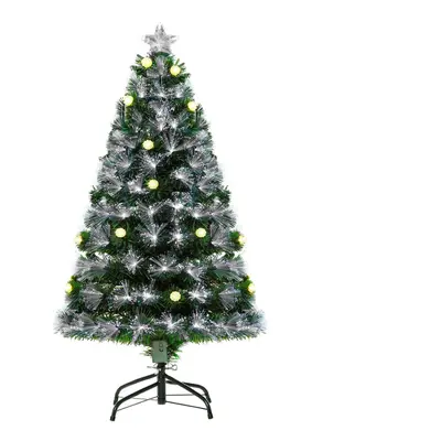 HOMCOM 4ft White Light Artificial Christmas Tree w/ LED Star Topper Tri-Base