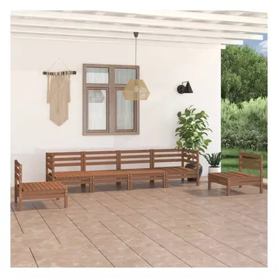 vidaXL Solid Pinewood Garden Lounge Set Piece Honey Brown Outdoor Seating