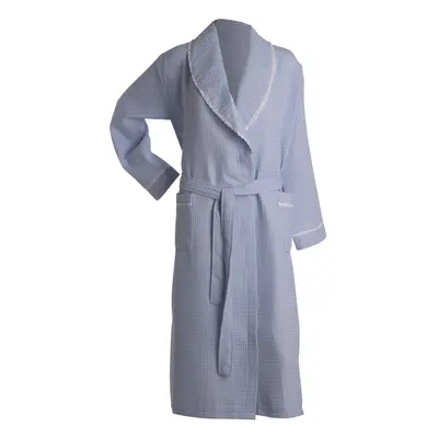 (Blue, Small - UK 10/12) Slenderella Ladies Lightweight Waffle Shawl Collar Dressing Gown