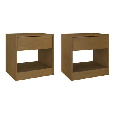 (honey brown, 2) vidaXL 1/2x Solid Pinewood Bedside Cabinet Bedroom Bed Cabinet Multi Colours