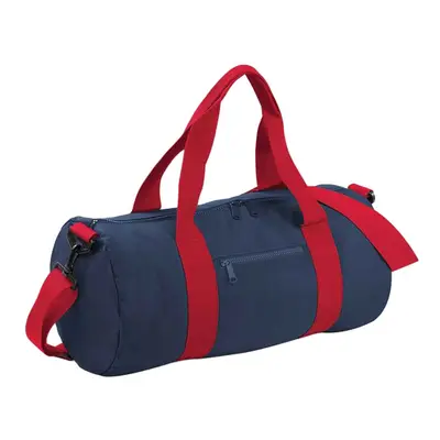 (One Size, French Navy/Classic Red) Bagbase Plain Varsity Barrel / Duffle Bag (20 Litres) (Pack 