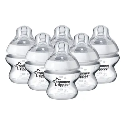 Closer to Nature Baby Bottles, Breast-Like Teat with Anti-Colic Valve, 150ml, Pack of 6, Clear