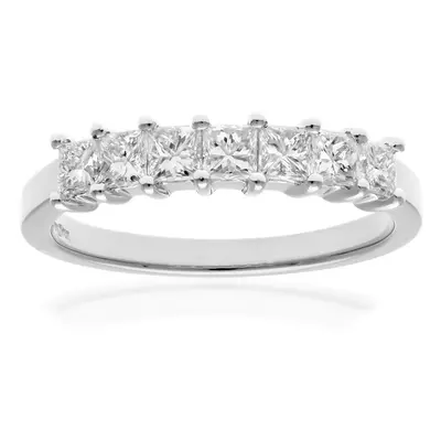 (O) Jewelco London 18ct White Gold Eternity Ring, J/I Certified Diamonds, Princess Cut, 0.75ct