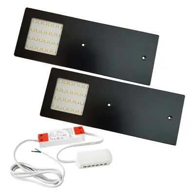 (2 Lights & Driver) MATT BLACK Slim Under Cabinet Kitchen Light & Driver Kit - Natural White LED