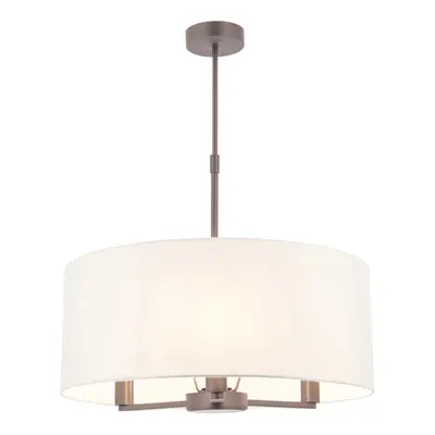 Ceiling Pendant Light Matt Nickel & Vintage White Fabric x 40W E14 e10094