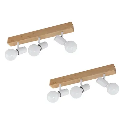 2 PACK Spot Wall Flush Ceiling Light Colour Brown White Shade E27 3x60W