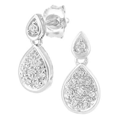 Jewelco London 9ct White Gold Round 8pts Diamond Halo Drop Earrings - PE0AXL5622W