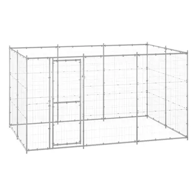 vidaXL Outdoor Dog Kennel Galvanised Steel 7.26 m? Puppy Enclosure Dog Cage