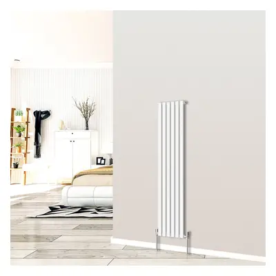 (Vertical 1600x354mm - Single) NRG White Designer Radiator Premium Oval Column Central Heating P