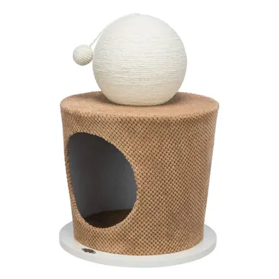 TRIXIE Cat Cuddly Cave with Scratching Ball Taupe Cat Scratching Column Post