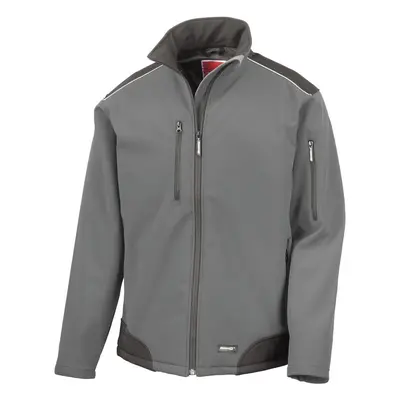 (M, Grey/Black) WORK-GUARD by Result Unisex Adult Ripstop Soft Shell Jacket