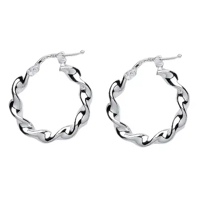 Jewelco London Ladies Sterling Silver Candy Twist Hoop Earrings 23mm 3mm - ER43