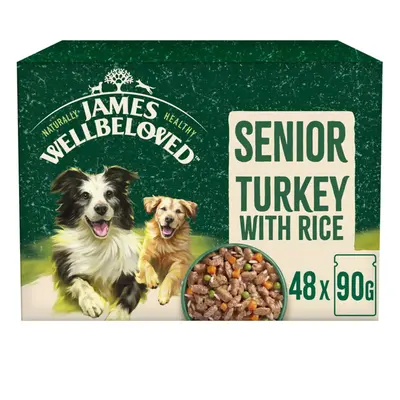 48 x 90g James Wellbeloved Senior Wet Dog Food Turkey in Gravy Pouch