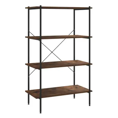 vidaXL 4-Tier Shelving Unit Black&Dark Wood Bookcase Bookshelf Standing Shelf