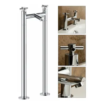 Crox Traditional Freestanding Bath Filler Mixer Tap with Pipe Legs