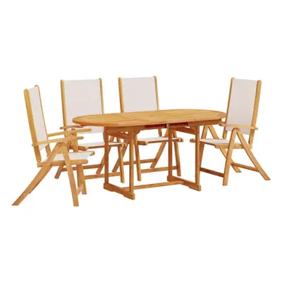 (grey, piece/oval) vidaXL Garden Dining Set Piece Table & Chair Solid Wood Acacia and Textilene