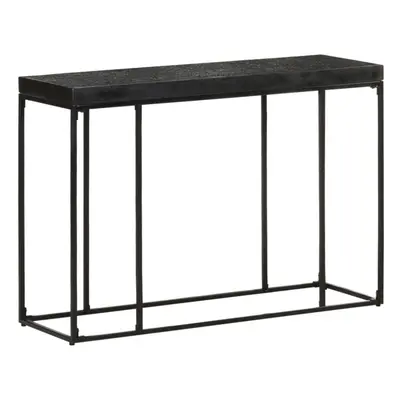 vidaXL Solid Acacia and Mango Wood Console Table Black Carved Hall Accent Desk