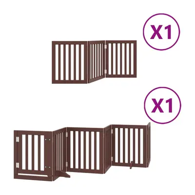 (brown, x x cm/ pcs) vidaXL Dog Gate with Door Foldable Panels Dog Fence Pet Gate Poplar Wood