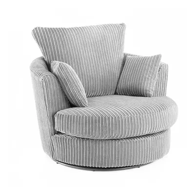 (Silver, Swivel Chair) Luxor Jumbo Cord Seater Corner Sofa