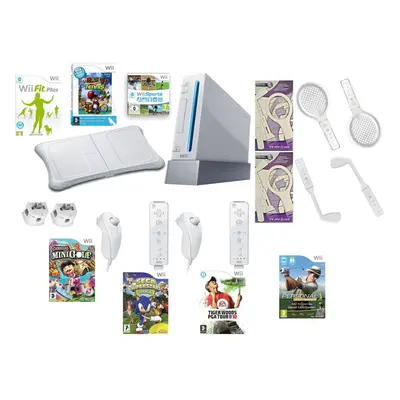 (Ultimate Bundle) Nintendo Wii Mega bundle Remotes Motionplus Fit Board Sports Mario Golf Tennis