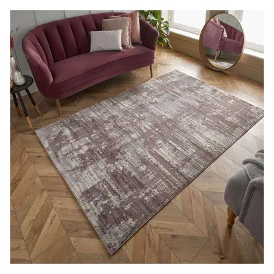 (Mauve / Grey, 160x230 cm) Living Room Bedroom Contemporary Distressed Faded Rugs Multi Coloured