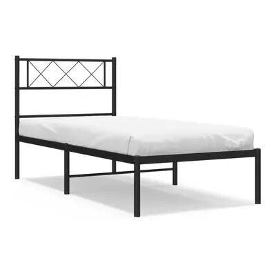 (black, x cm/with headboard) vidaXL Metal Bed Frame Bedroom Platform Bed Base Bedstead Mattress 