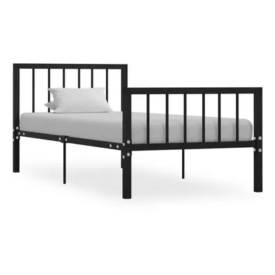 vidaXL Bed Frame Black Metal 90x200cm Elegant Classic Base Bedroom Furniture