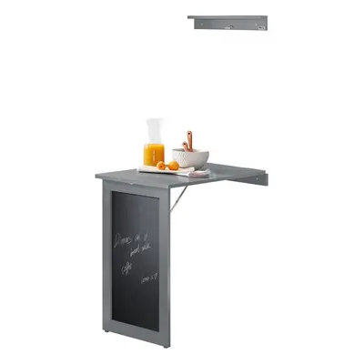 SoBuy FWT20-HG, Wall-mounted Drop-leaf Table with Memo Board, Grey