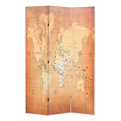 vidaXL Folding Room Divider 120x170cm World Map Yellow Paravent Screen Panel