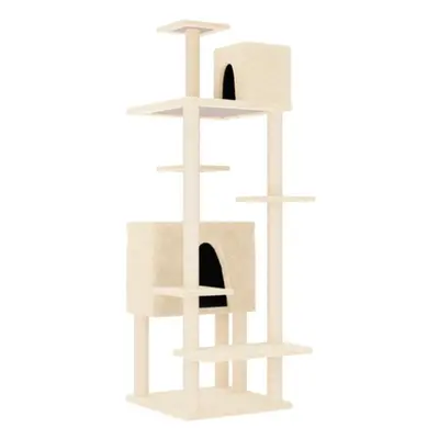 (cream) vidaXL Cat Tree with Sisal Scratching Posts Cat Scratch Tower Climber Dark Grey