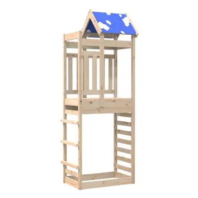 (solid pine wood) vidaXL Play Tower with Rockwall Kids Playset Climbing Frame Solid Wood Pine