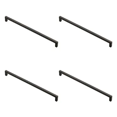 4x Square Block Handle Pull Handle x 10mm 320mm Fixing Centres Matt Black