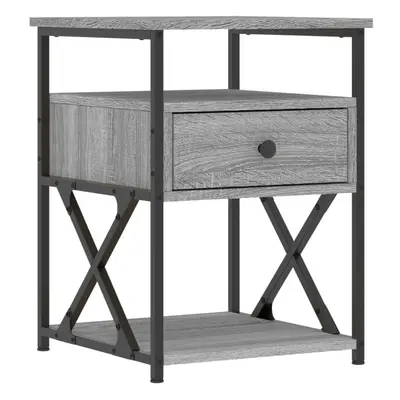 (grey sonoma) vidaXL Bedside Cabinet Bedside Table Side Table Brown Oak Engineered Wood