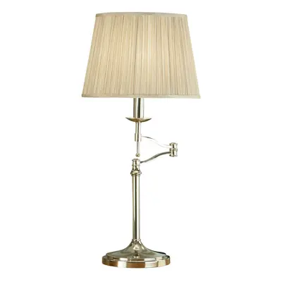 Avery Luxury Swing Arm Table Lamp Bright Nickel & Beige Shade Adjustable Light