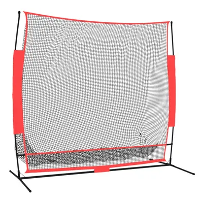 vidaXL Portable Baseball Net Black and Red 215x107x216 cm Polyester Sports Net