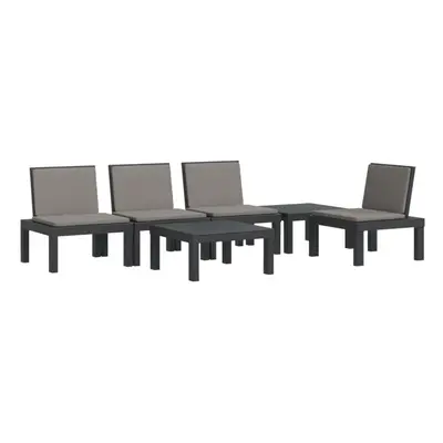 vidaXL Garden Lounge Set Table and Chairs with Cushions Piece Anthracite PP