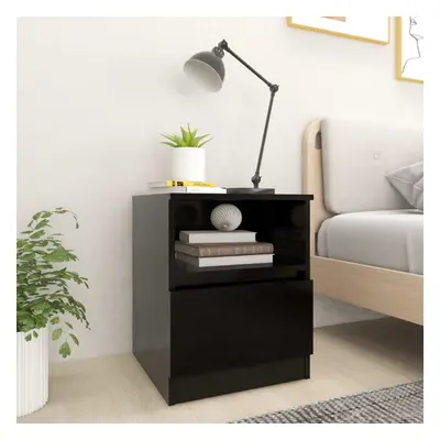 vidaXL Bed Cabinet Black Chipboard Bedside Table Storage Cabinet Nightstand