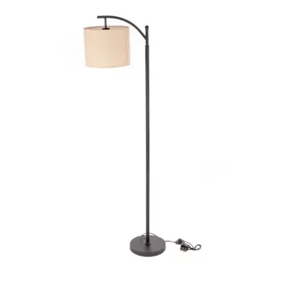 Oypla Black Floor Standing Lamp Reading Light with Linen Fabric Lampshade - Includes Bulb