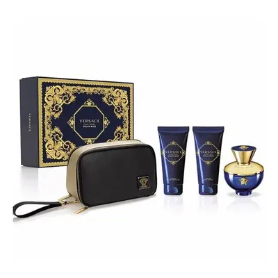 Versace Dylan Blue Pcs Set For Women: 3.4 Eau De Parfum + 3.4 Body Lotion + 3.4 Shower Gel + Bea